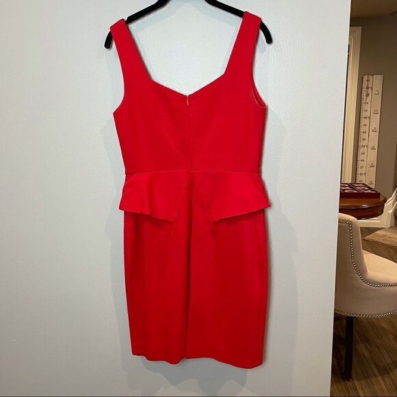 Trina Turk Carmichael Ponte Peplum Style Tank Dress in Cherry - Picture 6 of 9